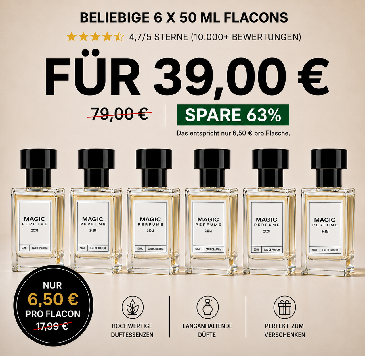 6X 50ml Parfümflaschen